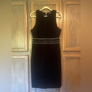 Topshop Black Midi Dress with Beaded Waist